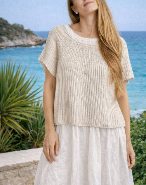 Описание по вязанию топа спицами "Morning Tea"