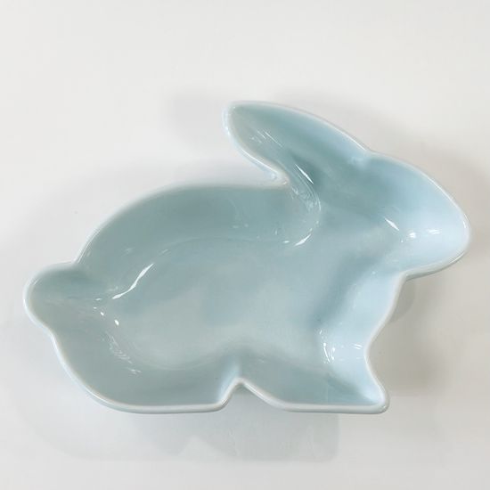 Блюдо керамическое сервировочное глубокое «Зайка», 300 мл, 17,5×12,6×4 см, цвет голубой