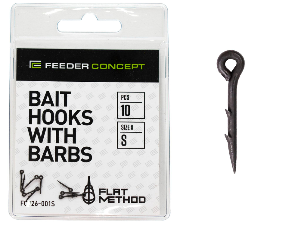 Шипы для бойлов/приманок Feeder Concept Flat Method BAIT HOOKS WITH BARBS р,001S 10шт.