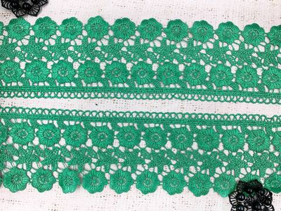 Кружево плетеное, ш. 7,8 см, зелёный