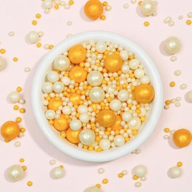 Шарики кранч Бело-золотой МИКС 100 гр.