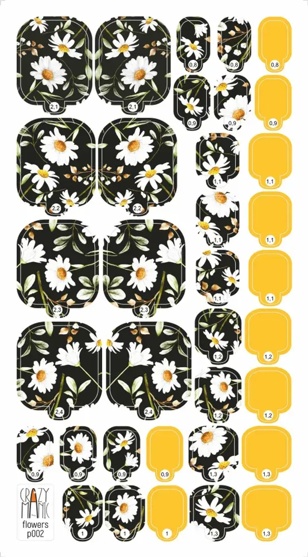 Пленка для педикюра Crazy Manic flowers p002