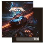 Тетрадь 36 л., А5, клетка, Alingar "Space car", скрепка, офсет, мелованный картон (стандарт), 5 дизайнов в пленке т/у