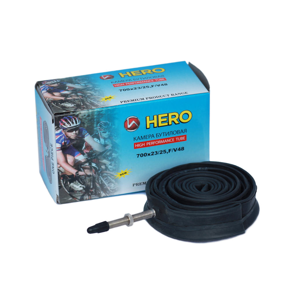 Камера HERO 700С x23-25 бутиловая, велониппель (преста), в упаковке, HR_700C_presta