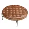 Круглый журнальный столик 2147 из темно-коричневой кожи