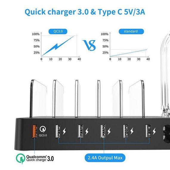 Зарядная станция 6-Port USB Desktop Charger Station (Q3008) Black