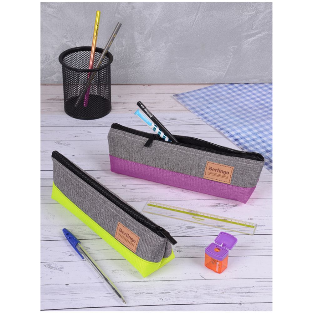 Пенал-косметичка 1 отделение, 240*65*50 Berlingo "Compact purple", полиэстер