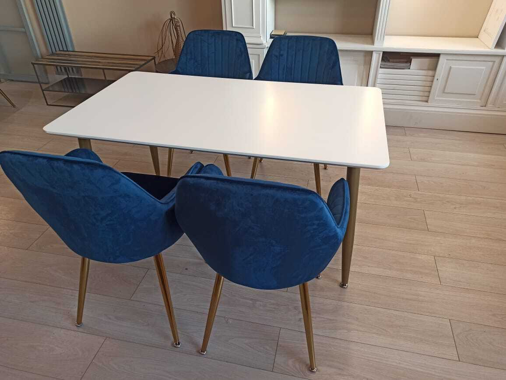 Обеденная группа стол ФАВОРИТ “FAVORITE” + 4 синих кресла Кристи “CHRISTY”