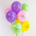 Шар (12"/30 см) С Днем Рождения! (модный паттерн), Ассорти, пастель, 5 ст 25 шт.