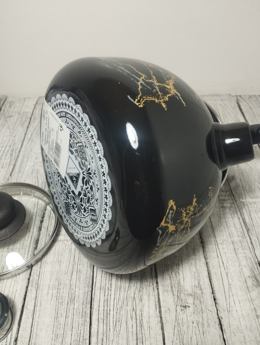 Чайник 3л сфер со свист Мрамор золото черн  4с209/я