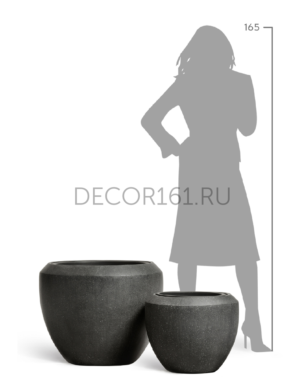 хххКашпо TREEZ Effectory Quartz Чаша Design Чёрный кварц в-33 см, д-40 см 41.33-14-22-089-BLQ-40