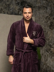 Халат мужской LOUIS без капюшона Баклажан "Polens"