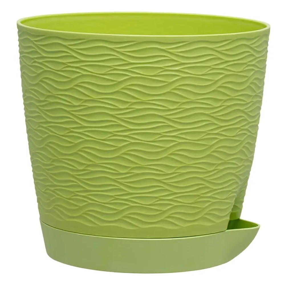Кашпо для цветов пластиковое 1,5л d-14 см «Блюз» с поддоном Фисташковый