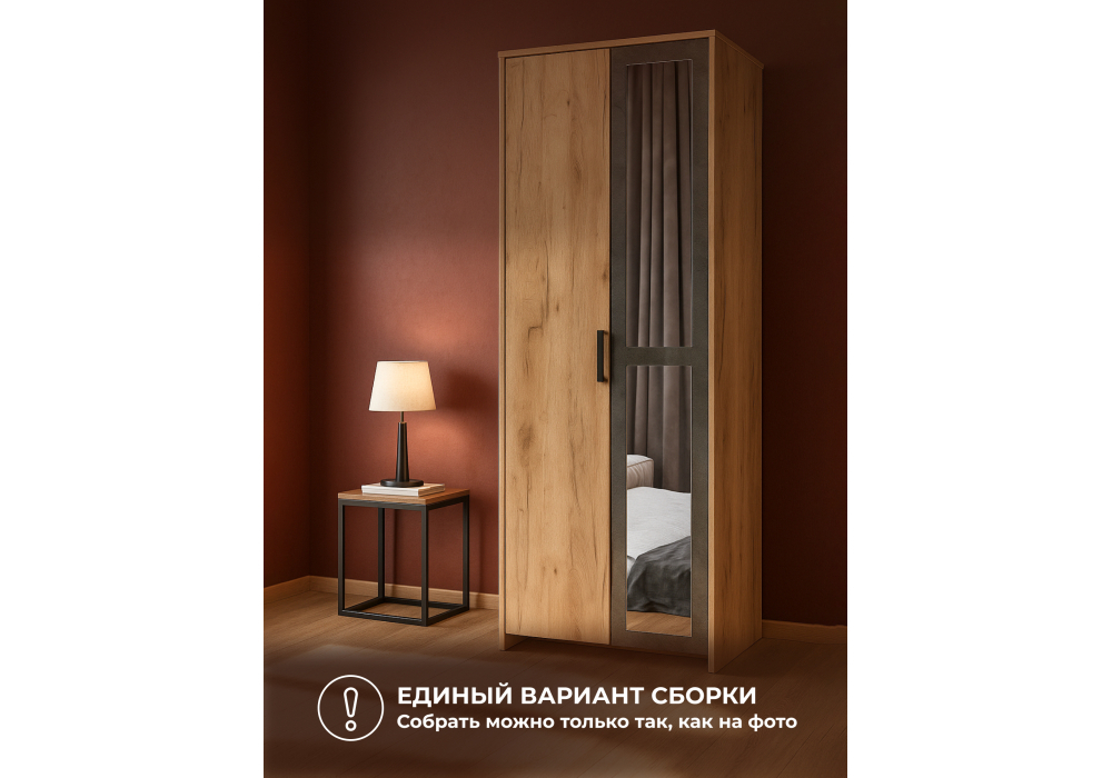 Шкаф Woodville Taika дуб золотой, камень темный