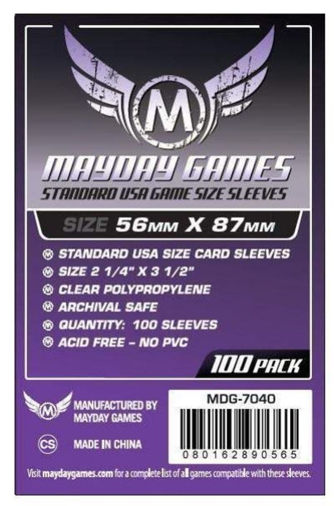 Протекторы для настольных игр Mayday Standard USA Game Size (56x87) - 100 штук