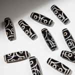 Бусина Дзи "Семь глаз" из агата, 30*10,5мм, черный