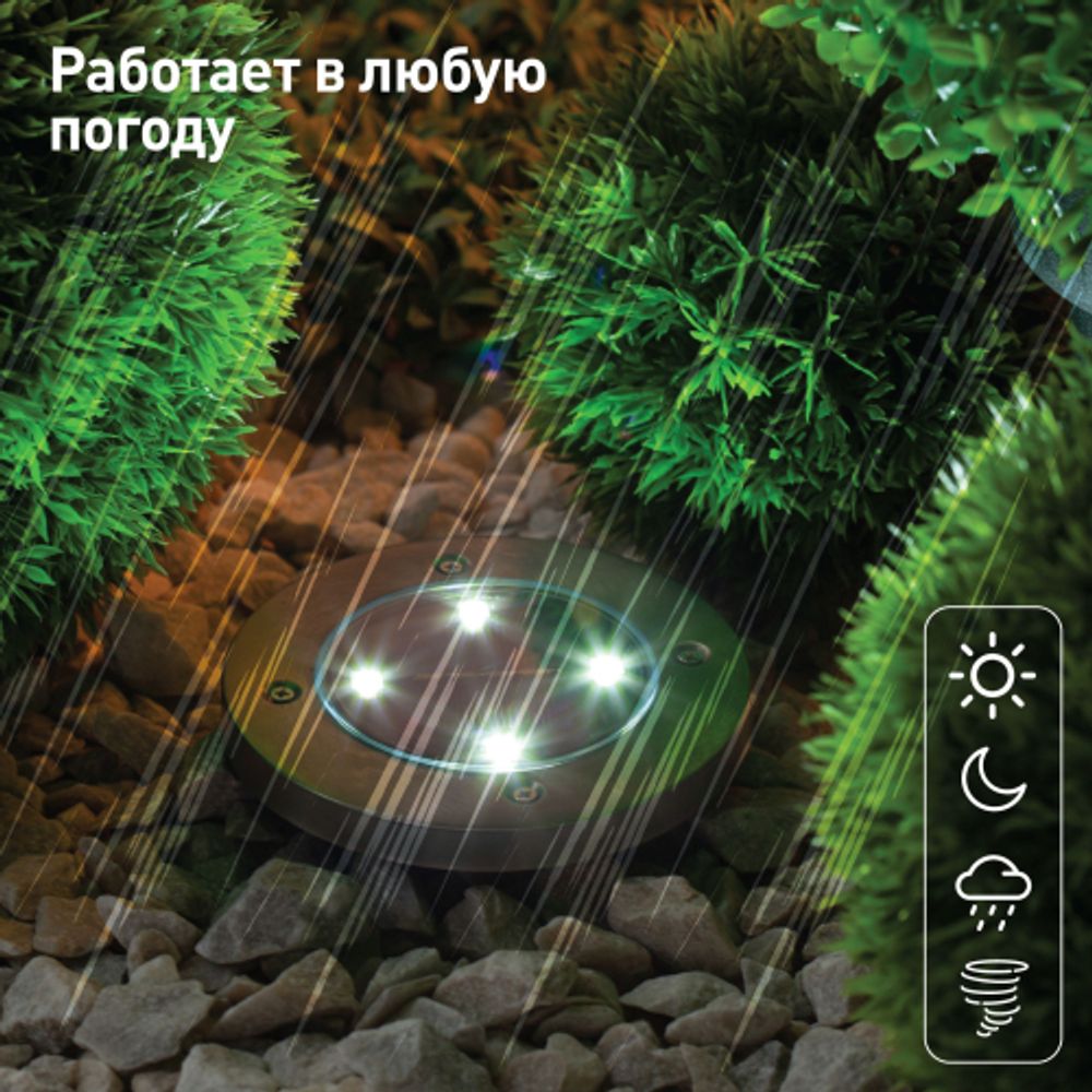 ERAST040-08 ЭРА Садовый светильник на солнечной батарее, сталь, пластик 13 см | Садовые декоративные светильники