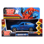 Модель ин. мет. "BMW X6 Спайдермен" 12см, двери, багаж, синий, коробка X6-12-SM-BG (Технопарк)