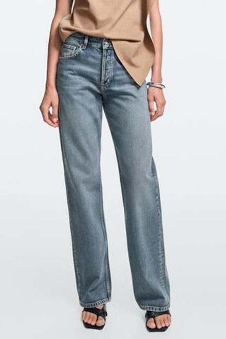 Massimo Dutti Джинсы средней посадки с широкими штанинами, светло-голубой