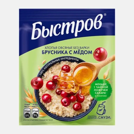 Каша Быстров Овсяная Брусника и мед 40г