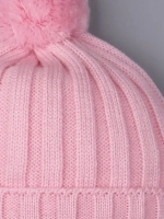 Шапка для девочки осенняя вязаная с помпоном