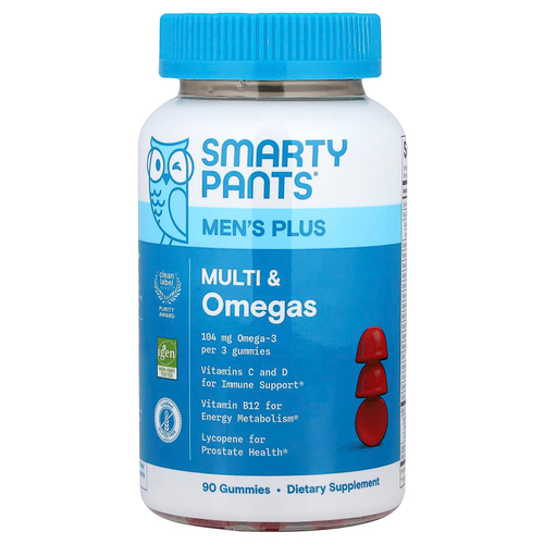 SmartyPants, мультивитамины и омега для мужчин, со вкусом малинового лимонада, 90 жевательных таблеток