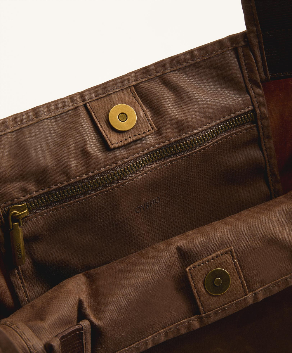 OYSHO Вощеная сумка-шоппер, коричневый