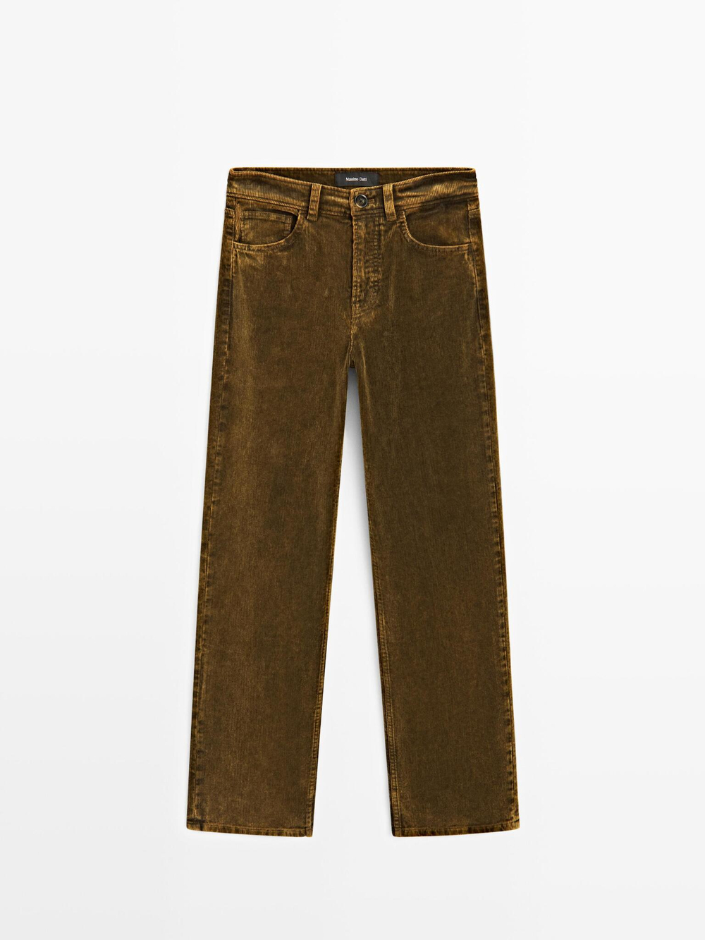 Massimo Dutti Брюки прямого кроя из вельвета, окрашенного сернистым красителем, горчично-желтый