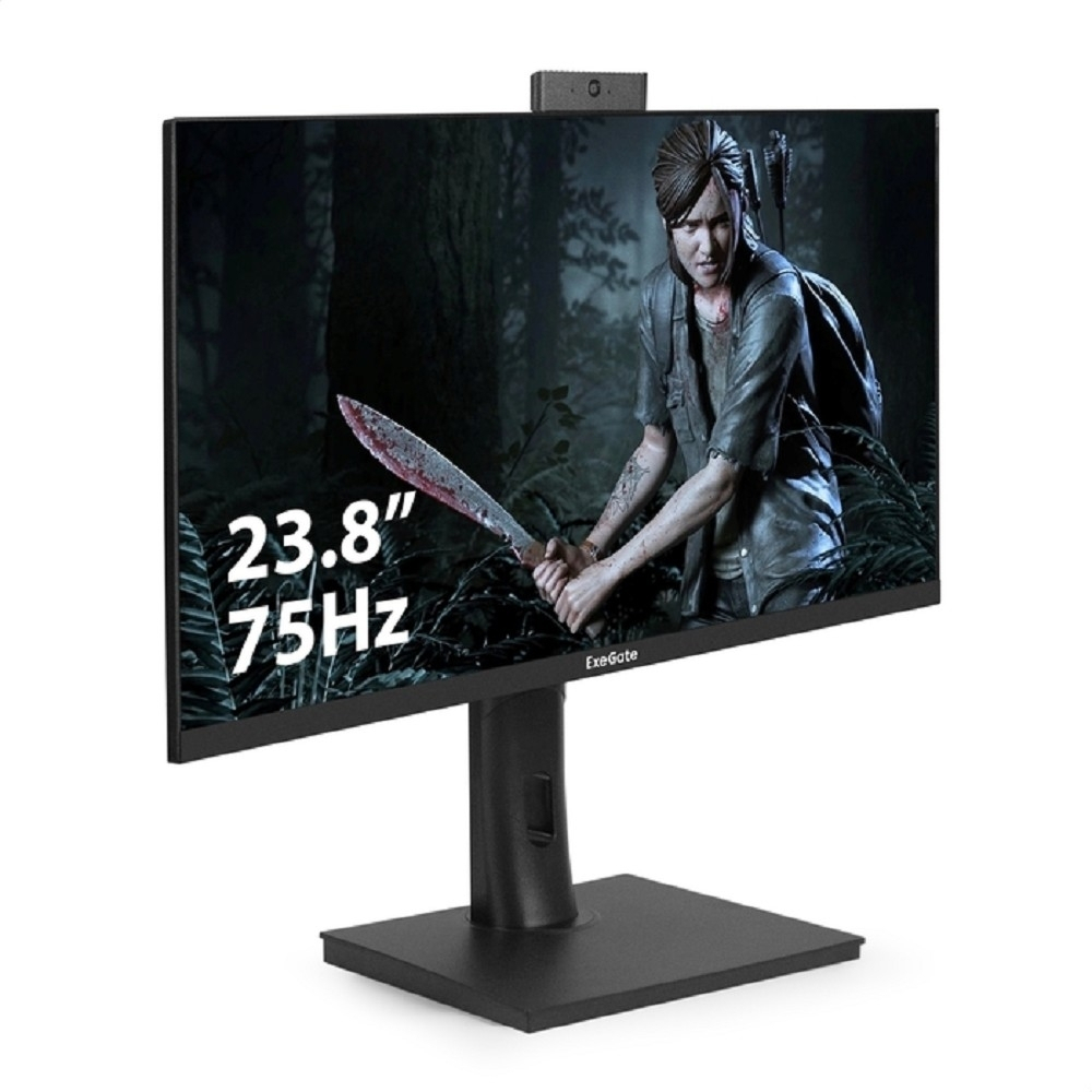 LCD ExeGate 23.8" EV2407TA {IPS 1920x1080 75Hz 5ms 250cd D-Sub HDMI DisplayPort USB Speakers WebCam} [EX297247RUS]