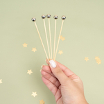 Пики Топперы, Шарики, Серебро, 14 см, 12 шт.