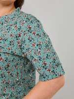 Блузка БЛ-122/шалфей-кораллцветы