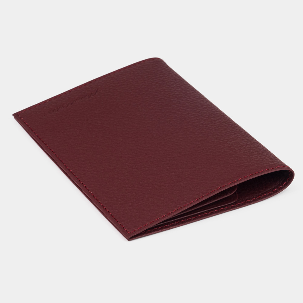 Обложка кожаная для паспорта и автодокументов Moscou Easy бордового цвета