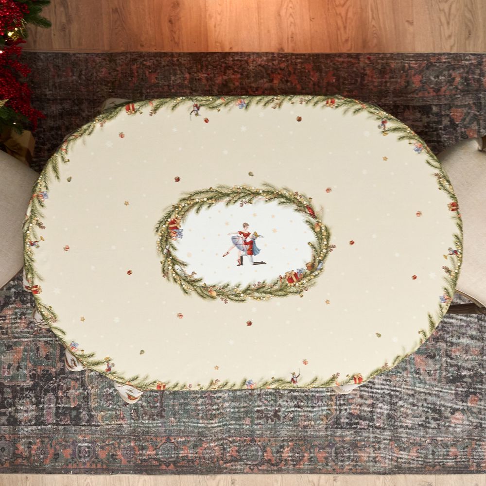 СКАТЕРТЬ ОВАЛЬНАЯ "ЩЕЛКУНЧИК" ,140Х180СМ ,БЕЖЕВЫЙ, 100% ХЛОПОК ,ТВИЛ