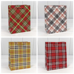 Пакет бумажный 18*23*10см с ручками "Клетки и полоски" микс