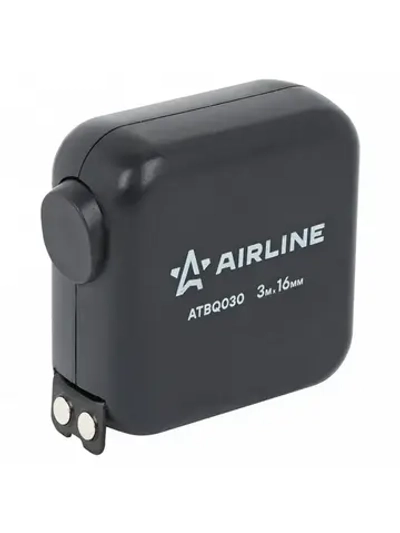 Рулетка в ударопрочном корпусе 3мх16мм, автостоп, магнитный зацеп, двуст. шкала AIRLINE ATBQ030