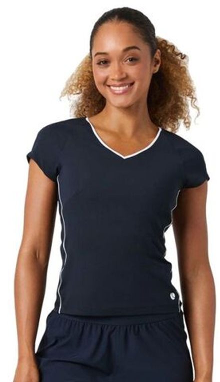 Женская теннисная футболка Björn Borg Ace V-Neck - небесный
