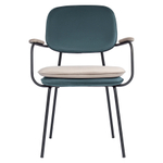 Стул с подлокотниками Bergenson Bjorn Pea, велюр, сине-зеленый/бежевый