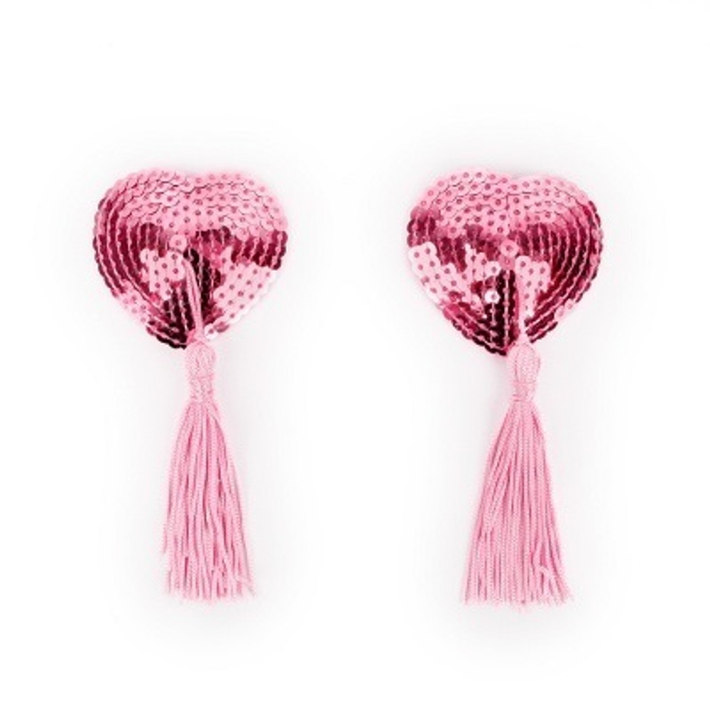 Пэстисы Notabu BDSM в форме сердец с кисточками розовые