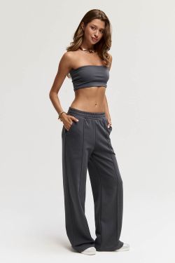 Брюки клеш со стрелкой цвета антрацит