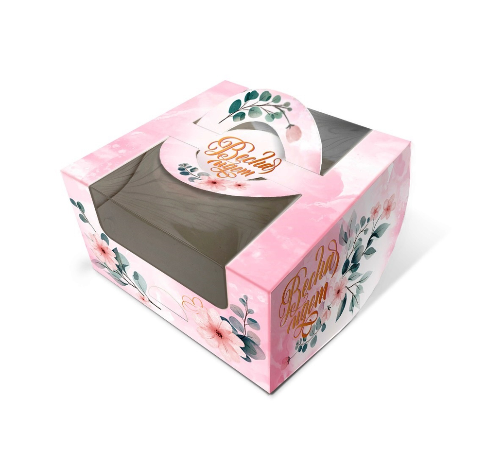 Упаковка под бенто-торт “Весна идет”, 14 х 14 х 8 см