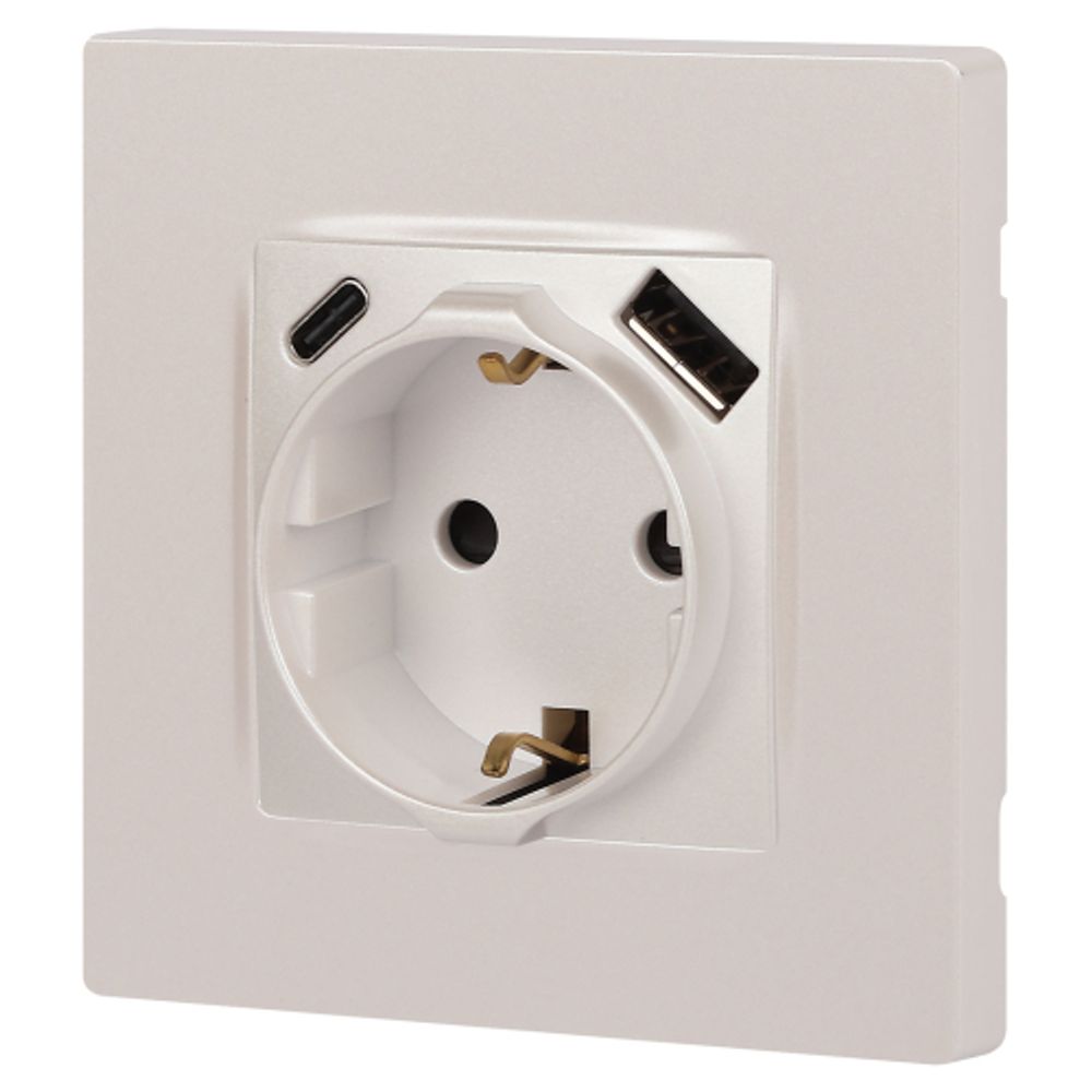 Розетка ЭРА Серия 12 12-4108-15 2P+E 16A-250В со шторками с USB type-A+C 5В-3А перламутр