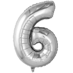 Шар фольгированный Цифра 6 81 см (Серебряный)