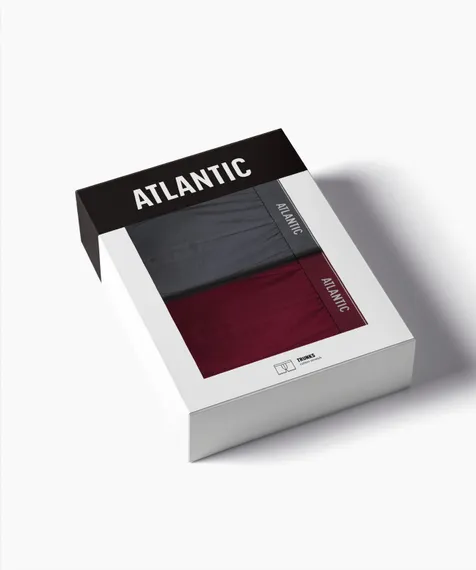 Трусы мужские боксеры (2шт), Atlantic 2RMH-011, хлопок, графитовый + каберне