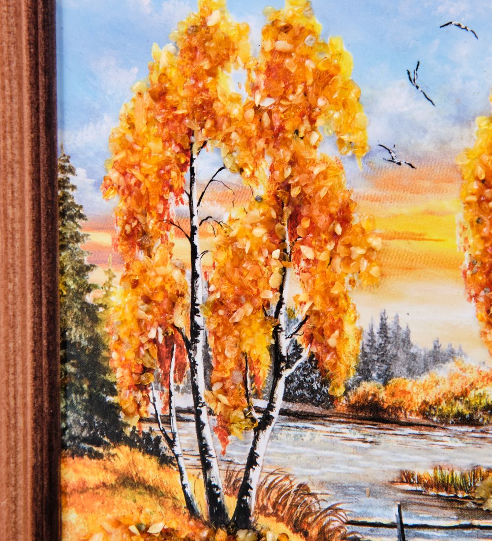 AMB-74/10 Картина «Красота природы» (с янтарной крошкой) дер.краш.рамка 12х15