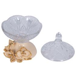 Сахарница стеклянная с крышкой Орхидея Лайм Айвори