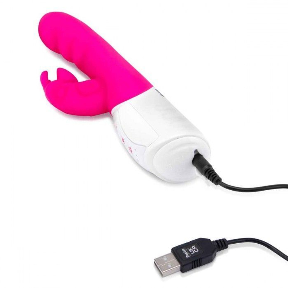 Розовый вибромассажер с клиторальной стимуляцией Clitoral Suction Rabbit - 24,5 см. (Цвет: розовый)