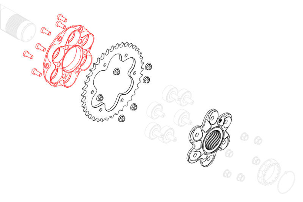CN512B-FC210-FL501 CNC RACING RR SPROCKET AND RR DRIVE FLANGES KIT W/ NUTS