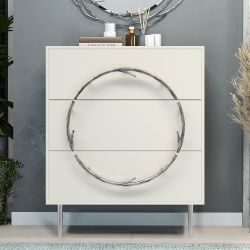 Комод Арт Колор matte Стайл Сильвер с 3 ящиками Белый опал матовый