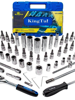 Набор инструмента 53пр. 1/4''(6-гран.)(4-14мм, головки глубокие 6-14мм) KINGTUL KT-2531-5 EURO