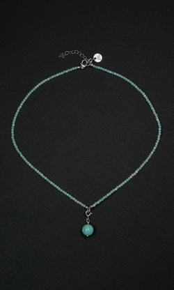 Колье Сотуар "Memo Flow" из амазонита с жемчугом